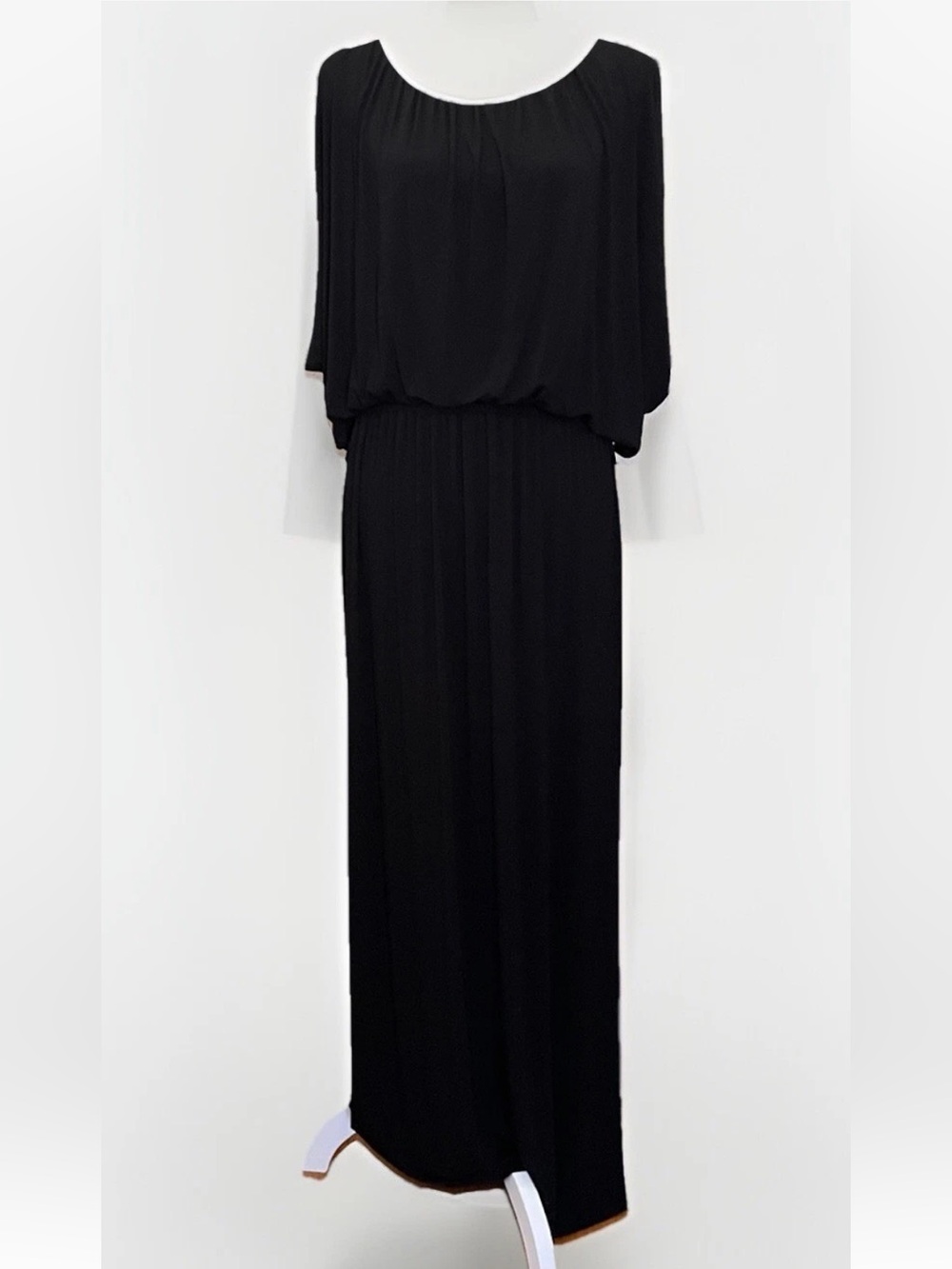 Soma Black Slit-Sleeve Maxi Dress Sz L Knit Jersey